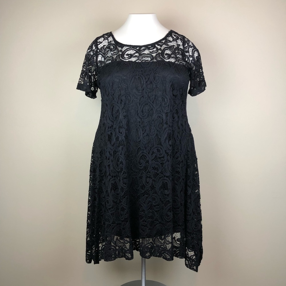 Lane Bryant Black Lace Short Sleeve Dress